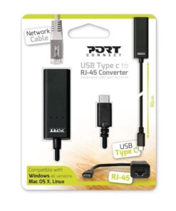 Port USB Type-C to RJ45 5Gbps 30cm Adapter - Black