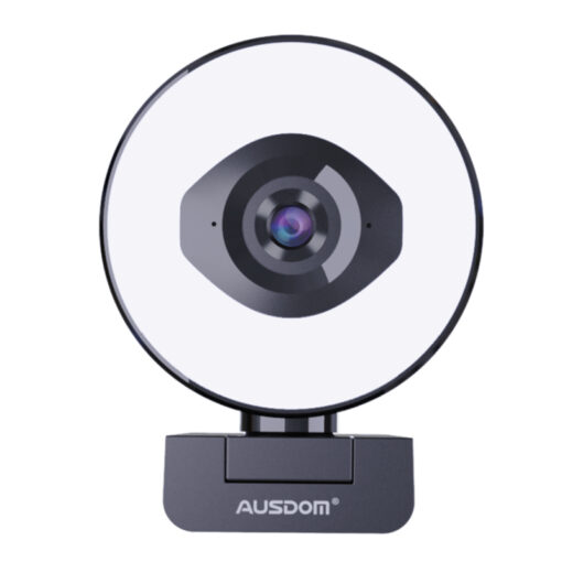 Ausdom AF660 1080p|60fps|12 White LED|Omni-Directional Mic|70 FOV|USB Streaming Webcam - Black