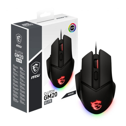 MSI Clutch GM20 Elite 6400DPI RGB Gaming Mouse - Black