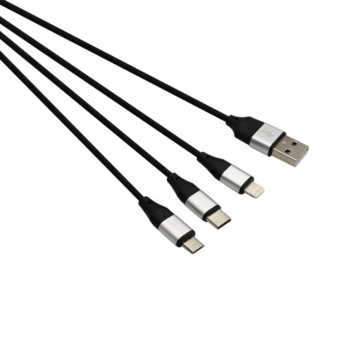 GIZZU 3in1 USB to Micro USB/Type-C/Lightning 1.2m Cable - Black