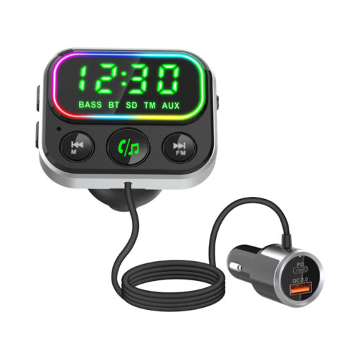 GIZZU Bluetooth 5 USB RGB LED PD 18W | QC3.0 18W | USB | MicroSD FM Transmitter Handsfree Kit