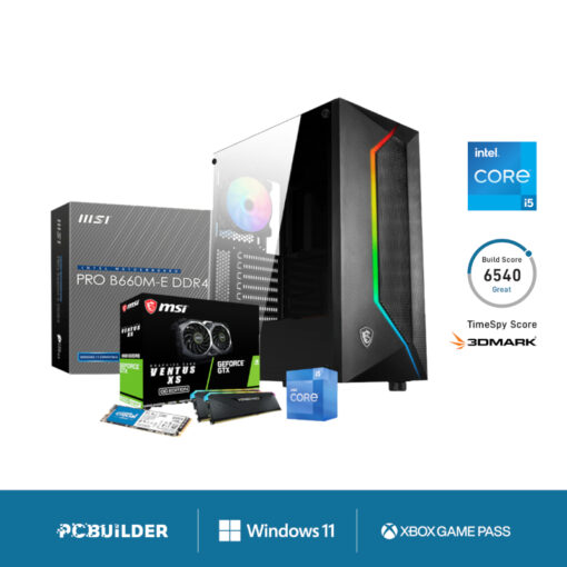 PCBuilder Intel i5 12400 DOWNFORCE Windows 11 MSI+FSP Gaming PC