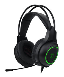 T-Dagger Atlas Green Lighting|210cm Cable|3.5mm (Mic and Headset) + USB (Power Only) |Omni-Directional Gooseneck Mic|40mm Bass Driver|Stereo Gaming Headset - Black/Green