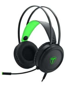 T-Dagger Ural Green Lighting|210cm Cable|3.5mm+USB|Uni-Directional Luminous Gooseneck Mic|50mm Bass Driver|Stereo Gaming Headset - Black/Green