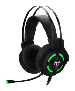 T-Dagger Andes Green Lighting|210cm Cable|USB|Omni-Directional Luminous Gooseneck Mic|40mm Bass Driver|Stereo Gaming Headset - Black/Green