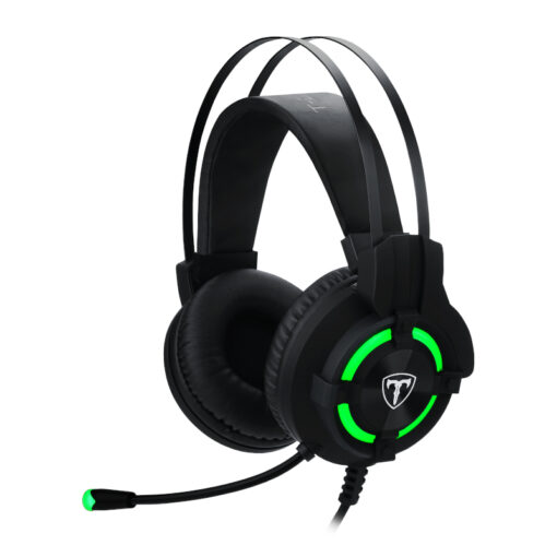 T-Dagger Andes Green Lighting|210cm Cable|USB|Omni-Directional Luminous Gooseneck Mic|40mm Bass Driver|Stereo Gaming Headset - Black/Green