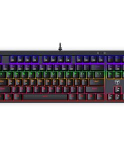 T-Dagger Corvette Rainbow Colour Lighting|150cm Cable|10-Keyless Short Body Design|Blue Switch|Mechanical Gaming Keyboard - Black