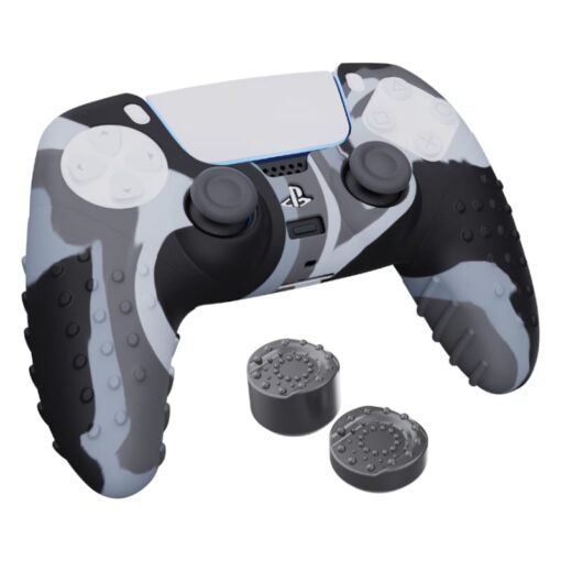 Sparkfox PlayStation 5 Silicone FPS Grip Pack Skin and Thumb Caps - Camo Grey