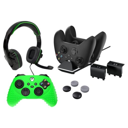 Sparkfox Xbox Series X Combo Gamer Pack with Headset|Grip Pack|Controller Skin|Charging Dock|2 x Batteries