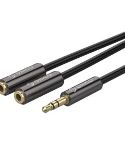 ORICO Splitter Aux 1 x 3.5mm (Male) to 2 x 3.5mm (Female) 25cm Gold Plated - Black